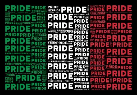 Italian Flag Pattern of Pride Text Items Illustrazione stock