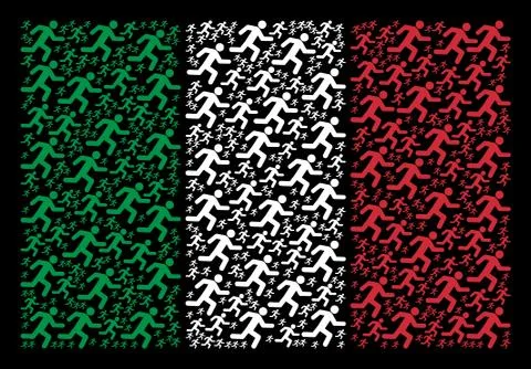 Italian Flag Pattern of Running Man Items Stock Illustration