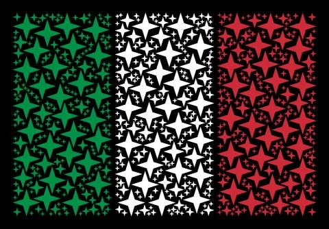 Italian Flag Pattern of Space Star Icons Stock Illustration