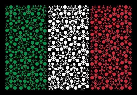 Italian Flag Pattern of WMD Nerve Agent Chemical Warfare Items Stock Illustration
