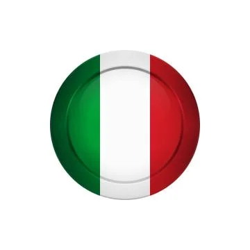 Italian flag on the round button, vector illustration Stock Illustration