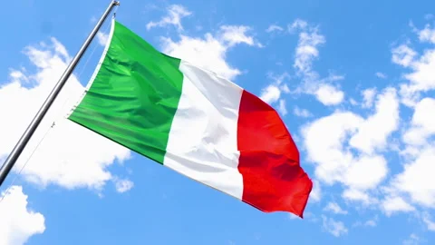 Italian flag with tiny clouds Video stock 146554549
