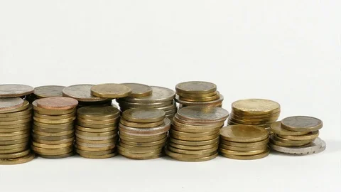 Italian flag waving with stack of money coins Stock Footage 71940381