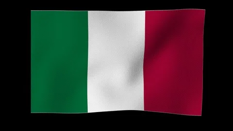 Italian flag waving in wind on alpha channel Stock Footage 88457619