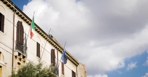 Italian Flags in the Wind Stock Footage 82960322
