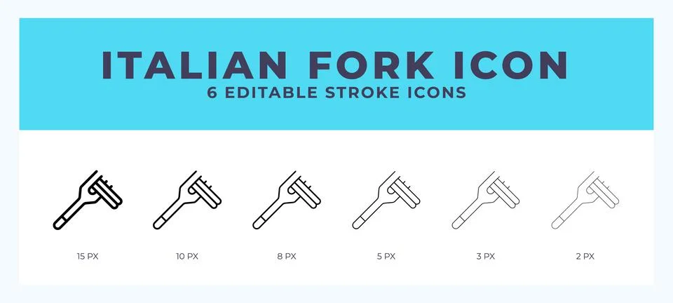 Italian fork vector icon for web and app. Editable stroke vector illustration 库存插图