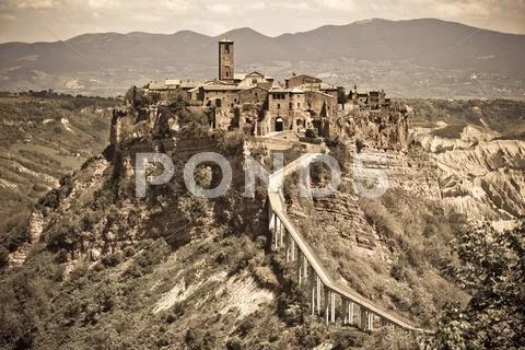 Italian hilltown civita di bagnoregio Stock Photos