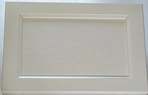 Italian kitchen facade made of solid oak wood in white Scandinavian style. Wo Stock Photos