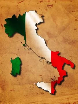 Italian map with flag Stock Illustration