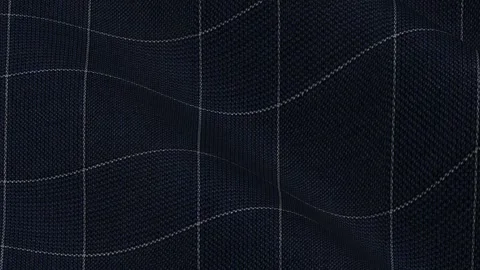Italian Navy Blue Windowpane Check Wool Fabric Shifting in Rich Waves 스톡 동영상 342589859
