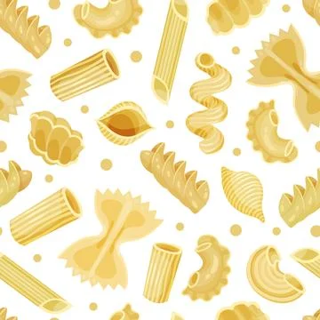 Italian pasta seamless pattern. Premium quality traditional product of Italian Illustrazione stock