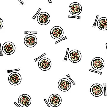 Italian pasta vector seamless pattern Stock Illustration
