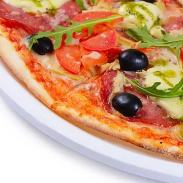 Italian pizza with cheese and olives 스톡 사진