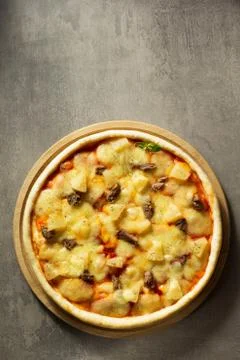 Italian pizza at table surface Stock Photos