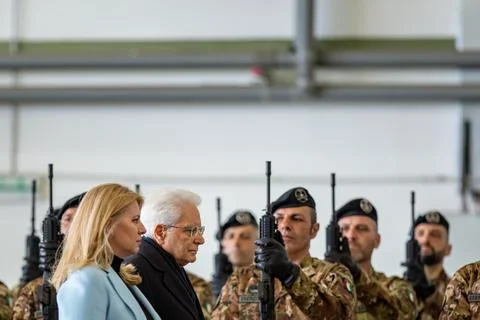 Italian President Mattarella visits military base in Slovakia, Kuchyna, Slovakia Stock Photos