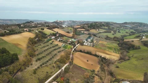 Italian province, fields, and a view of the sea Stock Footage 263243042