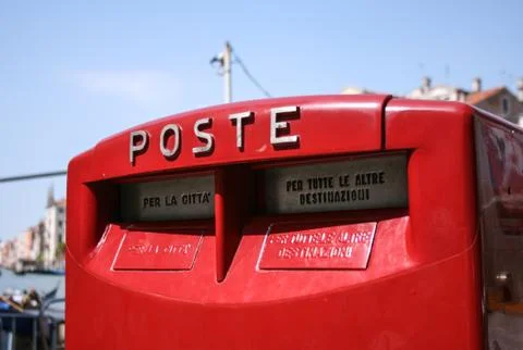 Italian red postbox close up. 写真素材