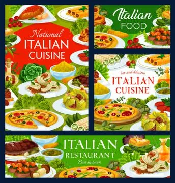 Italian restaurant meals menu vector banners Stock Illustration