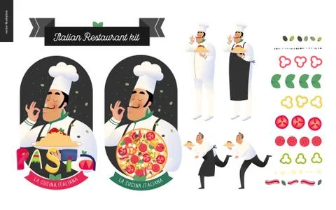Italian restaurant set Stock Illustration