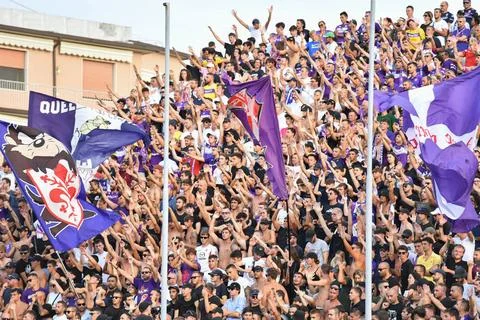 Italian soccer Serie A match - Empoli FC vs ACF Fiorentina Fans of ACF Fio... Stock Photos