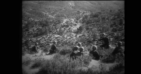 Italian soldiers holding rifles and preparing for firing Stock Footage