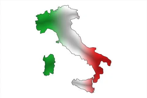 Italian state border map with flag colors onwhite background 스톡 일러스트