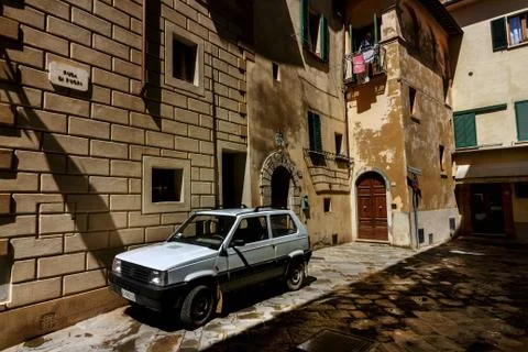 Italian Street inside Montepulciano city (Tuscany) Stock Photos