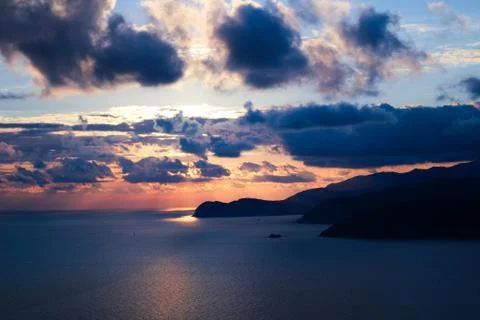 Italian sunset with clouds Stock Photos