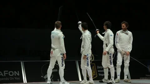 Italian team on the World Fencing Championship 2012 Stock Footage
