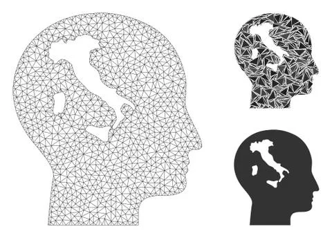 Italian Thinking Vector Mesh 2D Model and Triangle Mosaic Icon イラスト素材