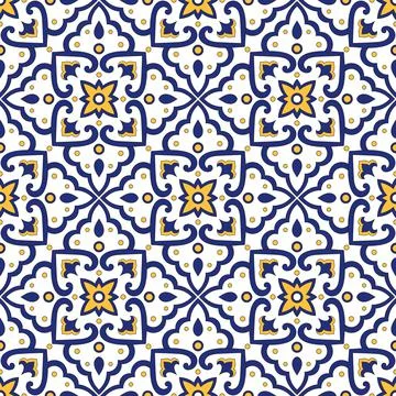 Italian tile pattern vector seamless with vintage ornaments Stock Illustration