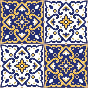 Italian tile pattern vector seamless with vintage ornaments Stock Illustration