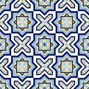 Italian tile pattern vector seamless with mosaic arabesque ornaments Stock Illustration