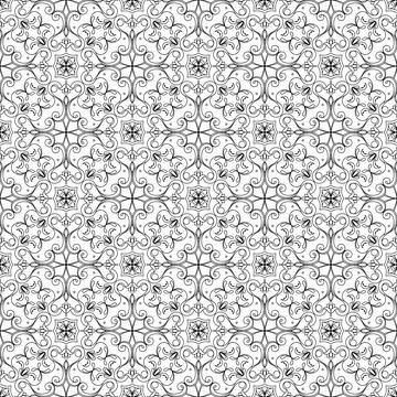 Italian tile pattern vector seamless with vintage ornaments. Portuguese azu.. Stock Illustration
