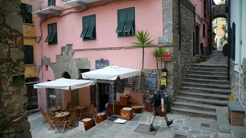 Italian town square with cafe Video stock 88058401