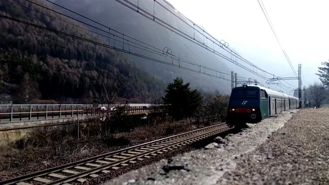 Italian train passing by Stock Footage 87801110