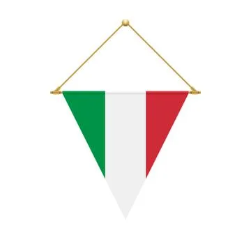 Italian triangle flag hanging, vector illustration Stock Illustration