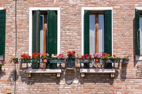 Italian window boxes. Foto stock