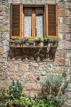 Italian Windows with shutters Stock Photos