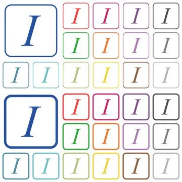 Italic font type outlined flat color icons Stock Illustration