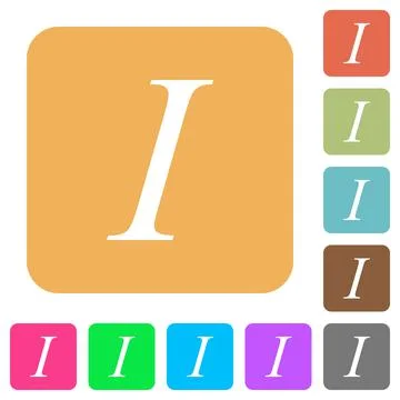 Italic font type rounded square flat icons Ilustración de archivo