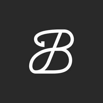 Italic letter B initial logo calligraphic monogram design, handwritten curs.. Stock Illustration