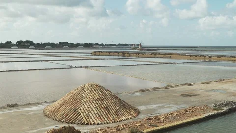 Italy 012 Pan Across Trapani Salt Flats Video stock 129479216