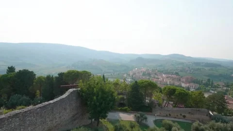 Italy - 03 20 2025: Elevated view of the Tuscan town of San Gimignano from the a Stock Footage 324522371