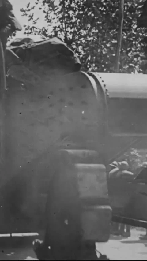 ITALY - 1910s - Tractors pull heavy guns uphill for the Italian Army, and tanks Stock Footage 342924975