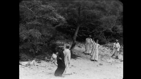 ITALY - 1911 - in this silent drama, while in limbo, Virgil introduces Dante to Stock Footage 337889429