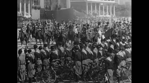 ITALY - 1935 - Benito Mussolini rides on... | Stock Video | Pond5