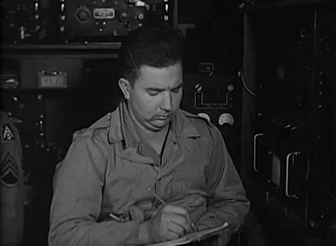 ITALY - 1944: Radar notes - Radar clerk prepares to record information Stock Footage 344903229