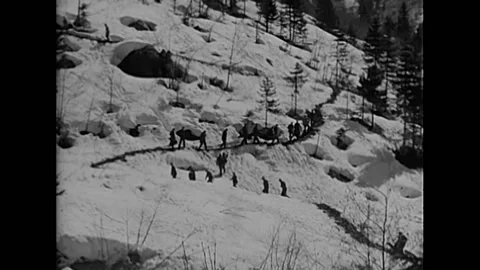 ITALY - 1951 - General Dwight Eisenhower and Italian officers walk along a path Stock Footage 254073382