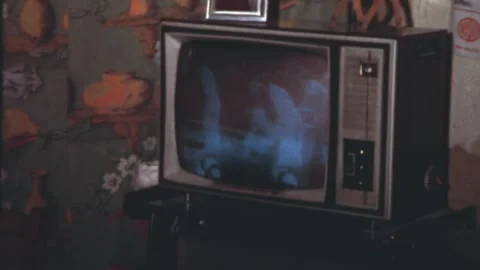 Italy - 1960s: old retro home TV show performance on black and white television Stock Footage 230872985